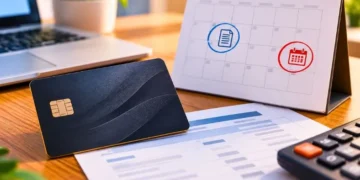 Fatura do cartão de crédito com calendário indicando fechamento e vencimento