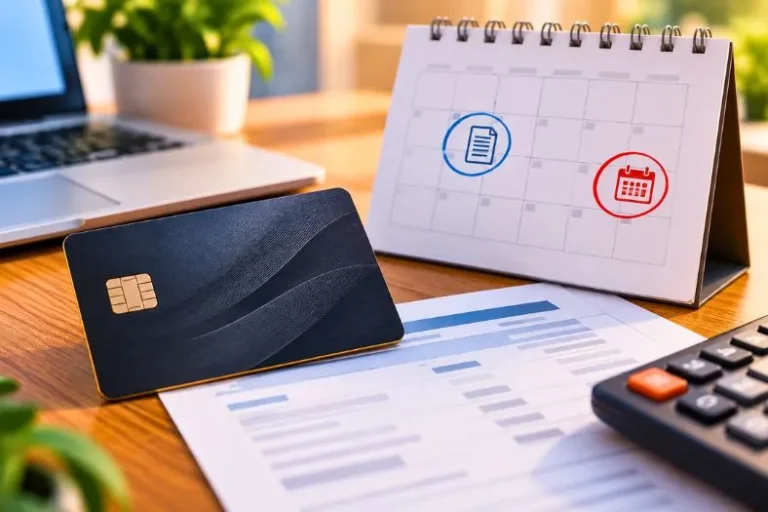 Fatura do cartão de crédito com calendário indicando fechamento e vencimento