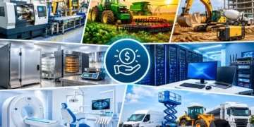 Equipamentos para financiamento, incluindo máquinas industriais, agrícolas, construção, tecnologia e equipamentos médicos